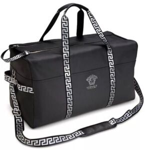 VERSACE Parfums black duffle bag overnight weekender travel shoulder handbag NEW